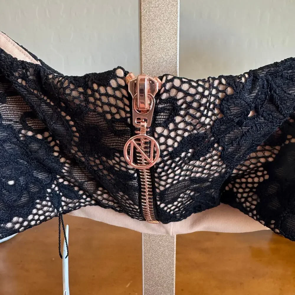 Nookie Heaven Bandeau Crop Top Black NWT M or L $190 - Picture 7 of 9